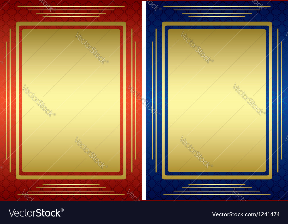 Red and blue frames with golden decoration Vector Image