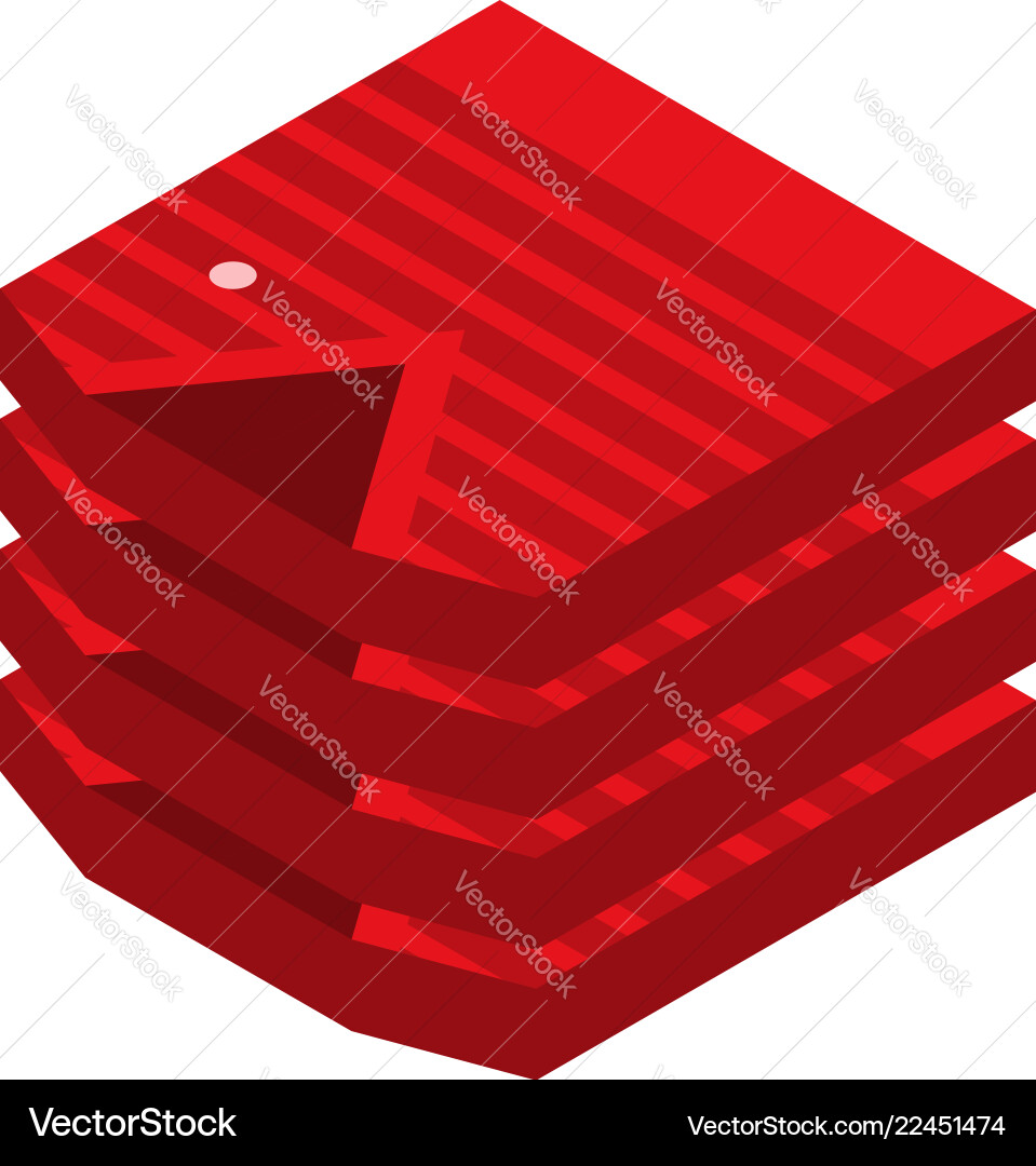 Red shirt stack icon isometric style Royalty Free Vector