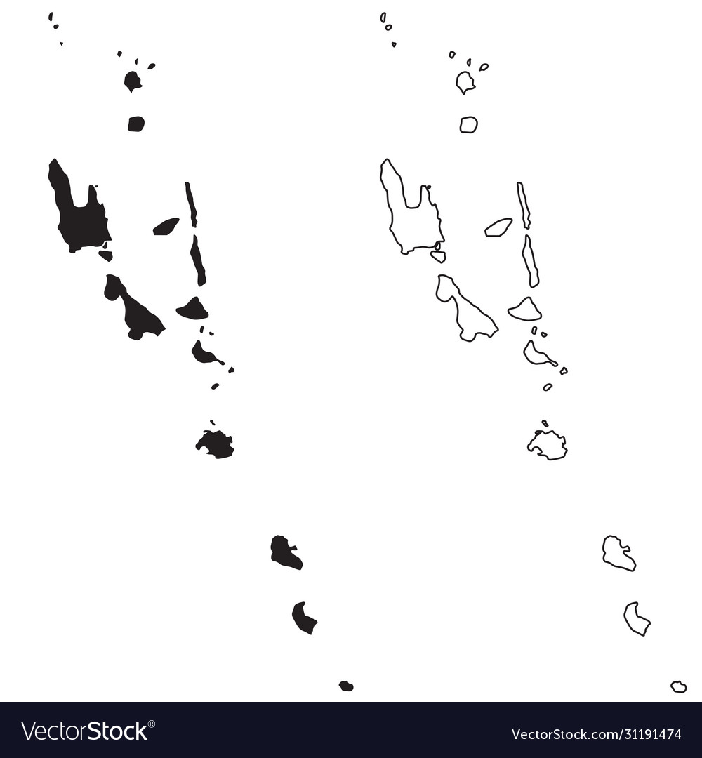 Vanuatu country map black silhouette and outline Vector Image