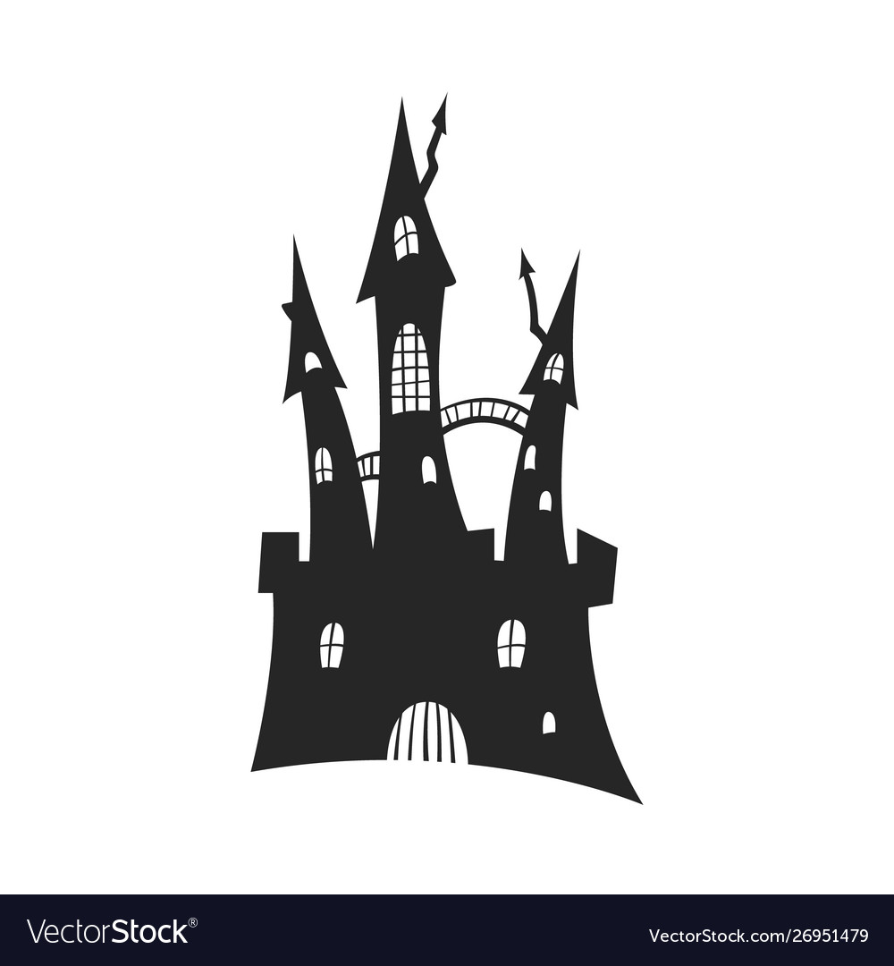 Black silhouette gothic castle halloween party Vector Image