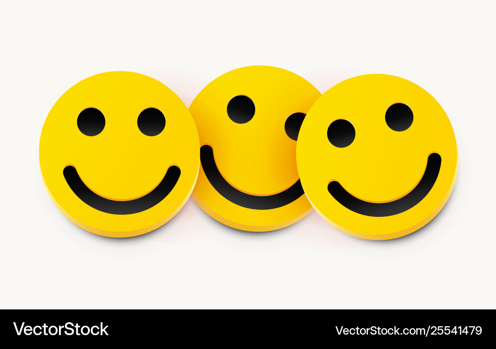 Modern Yellow Laughing Three Smiles Friendship Vector Image