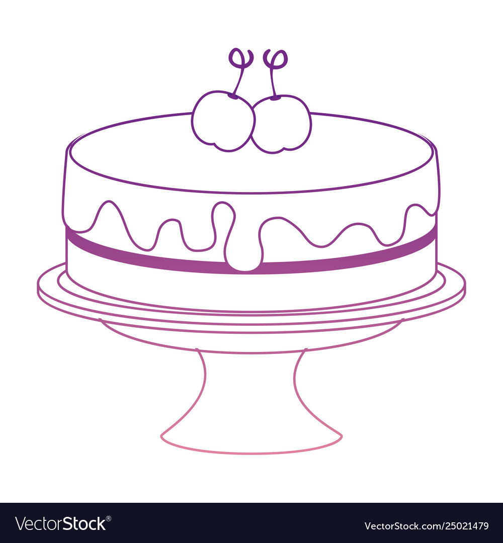 Sweet and delicious cake with cherries Royalty Free Vector