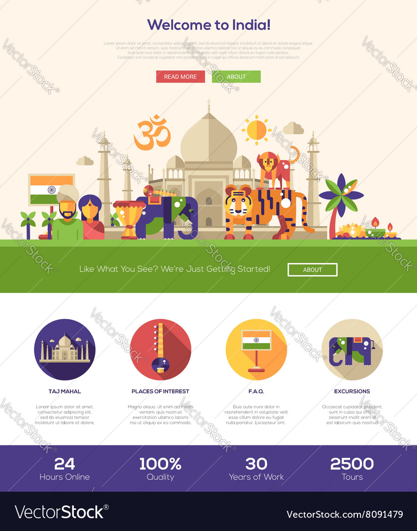 Traveling To India Website Header Banner With Vector Image