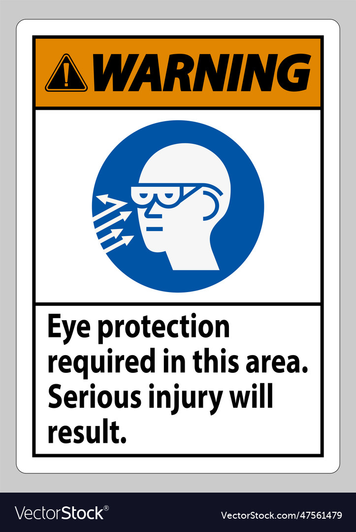 Warning sign eye protection required in this area Vector Image