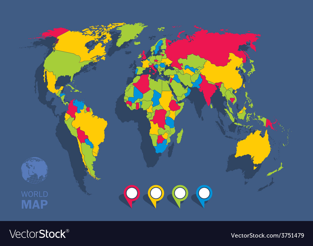 World map Royalty Free Vector Image - VectorStock