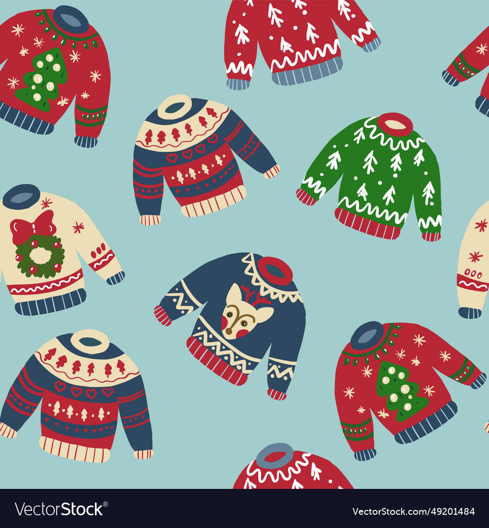 Christmas pattern with ugly sweaters Royalty Free Vector