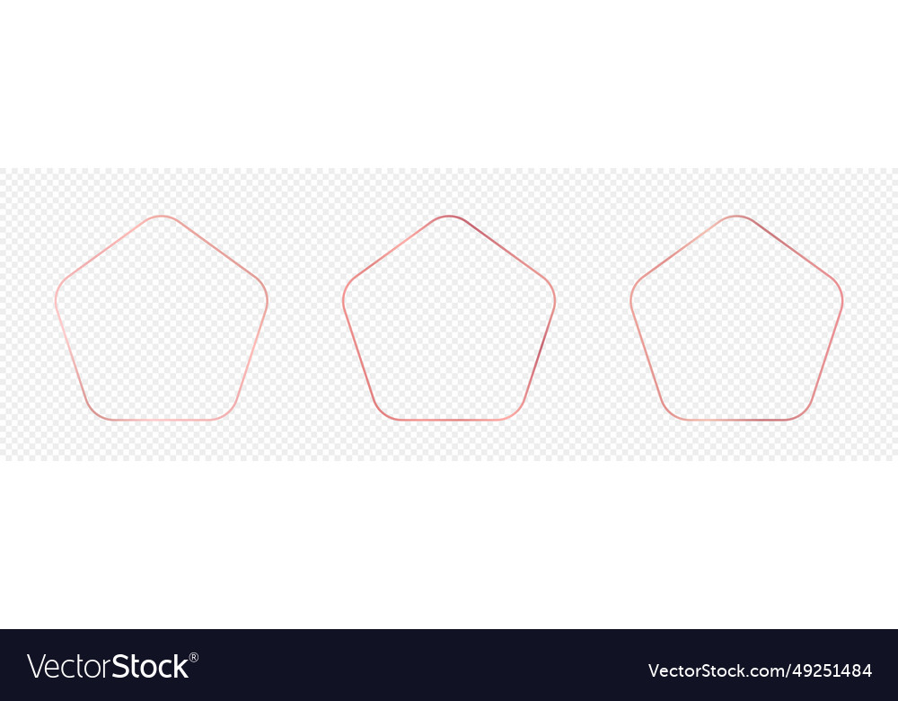 Rose gold glowing rounded pentagon shape frame Vector Image