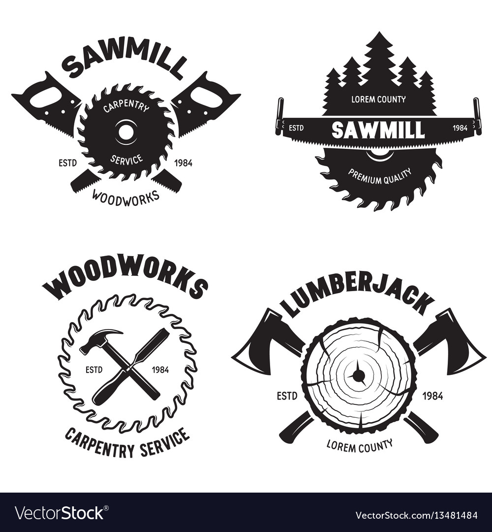 Set isolated vintage lumberjack labels Royalty Free Vector