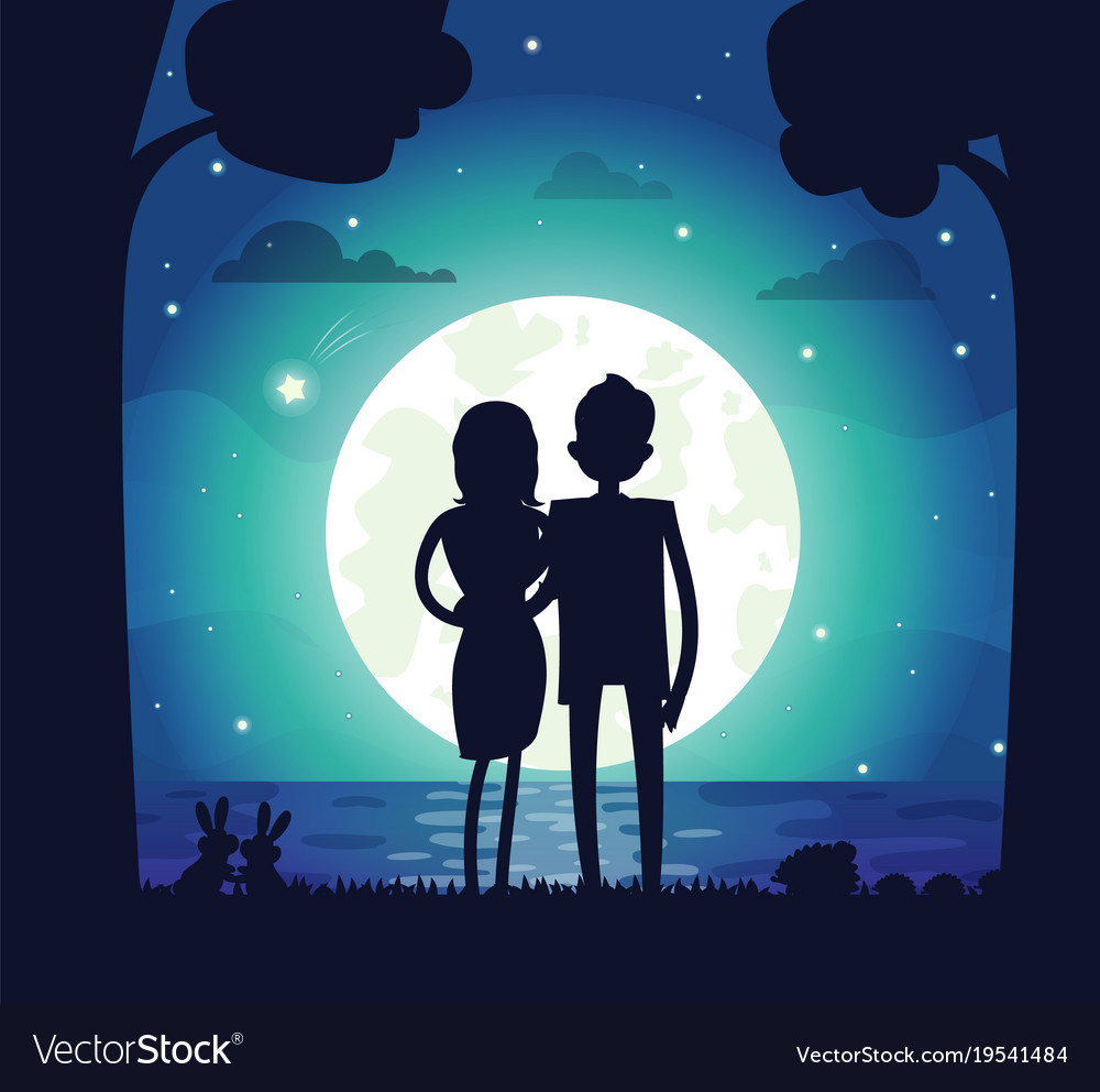 Silhouette of man and woman Royalty Free Vector Image