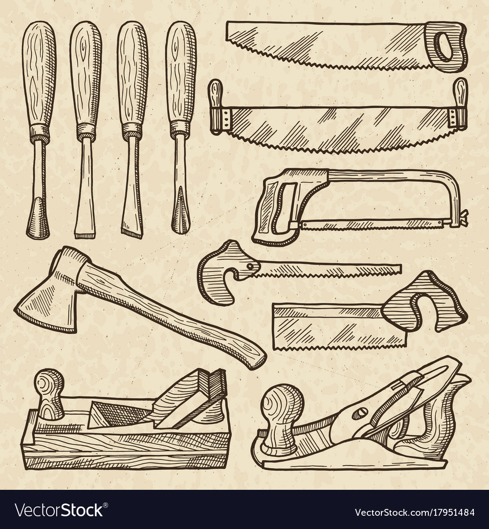 Blueprint Tools Woodworking and carpentry tools  industrial Vector Image