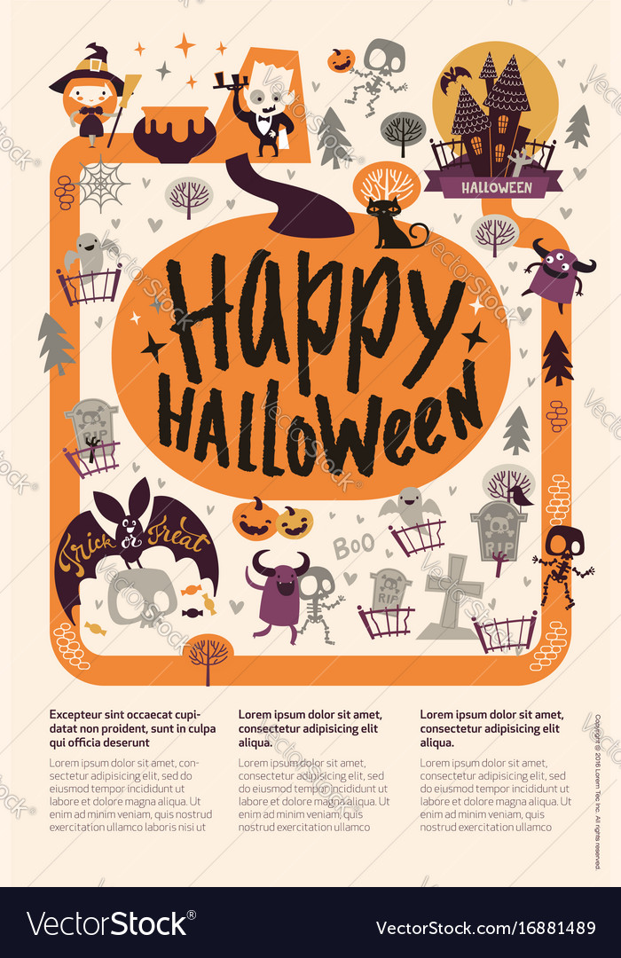 lovely holiday happy halloween flyer template with