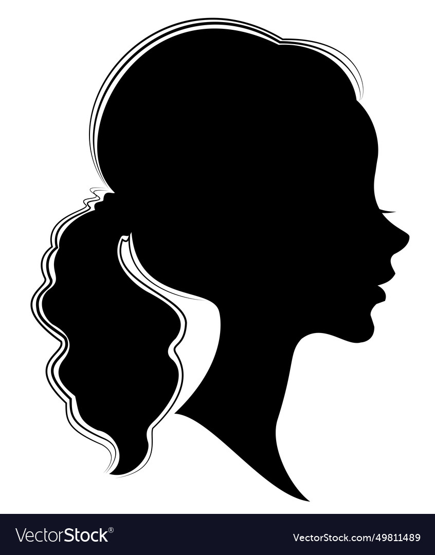 Silhouette of a profile sweet lady s head Vector Image