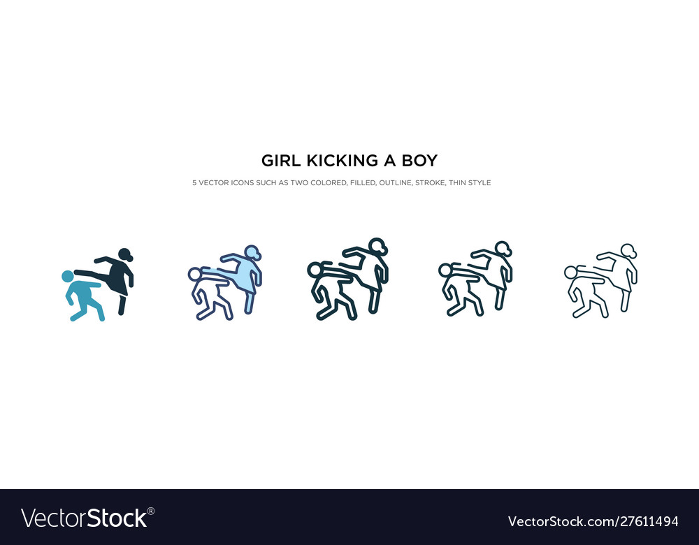 Girl Kicking A Boy In Face Icon Different Vector Image 4826