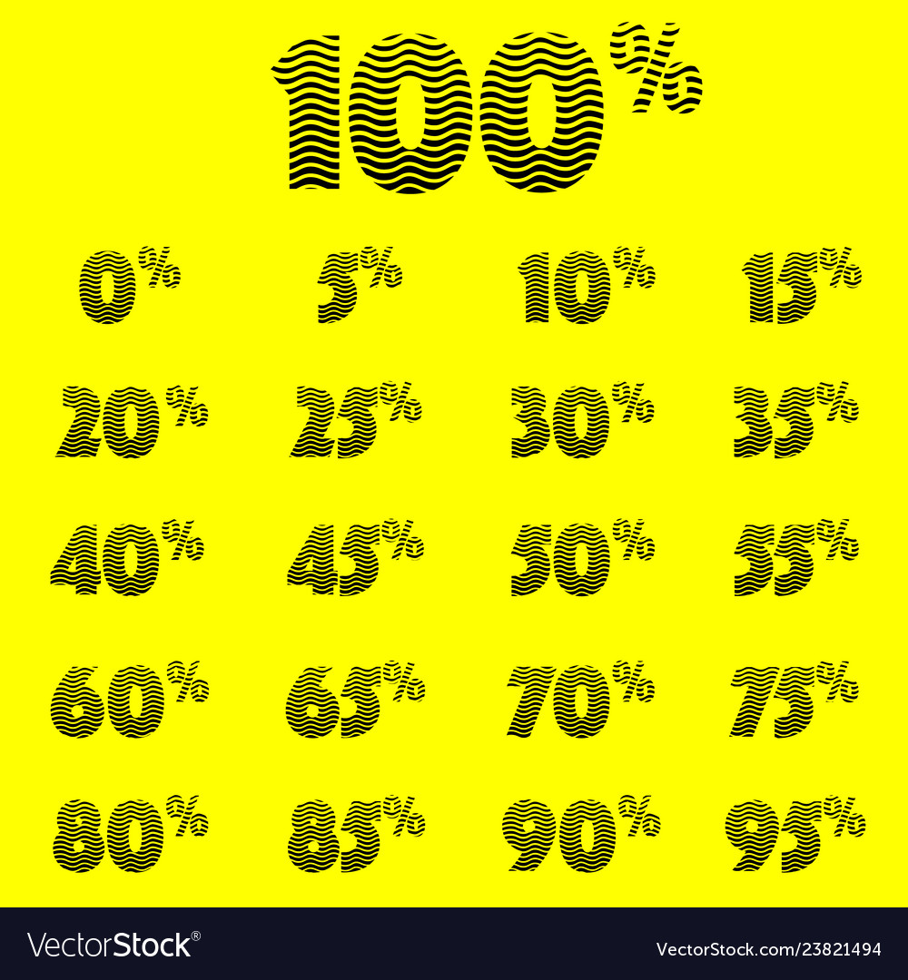 Set of percent figures with wavy lines texture Vector Image