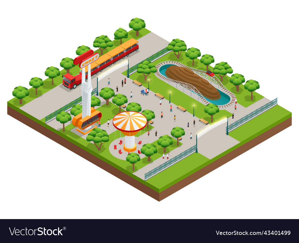 Amusement Park Isometric Concept Royalty Free Vector Image 7647