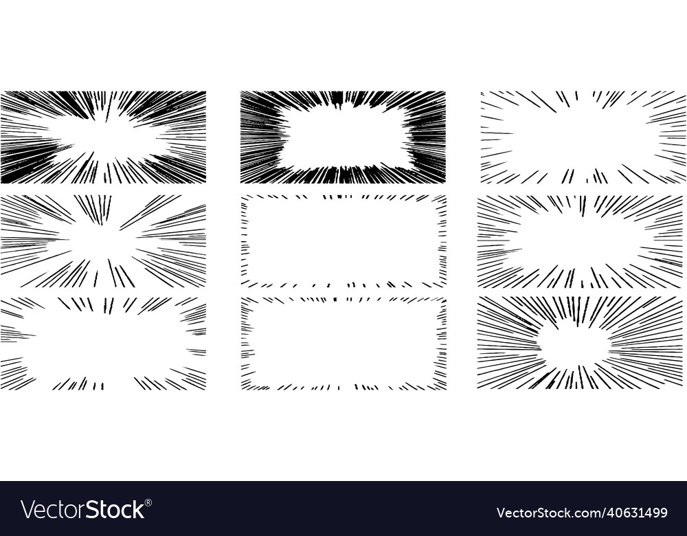 Horizontal hand-painted comic concentrated lines Vector Image