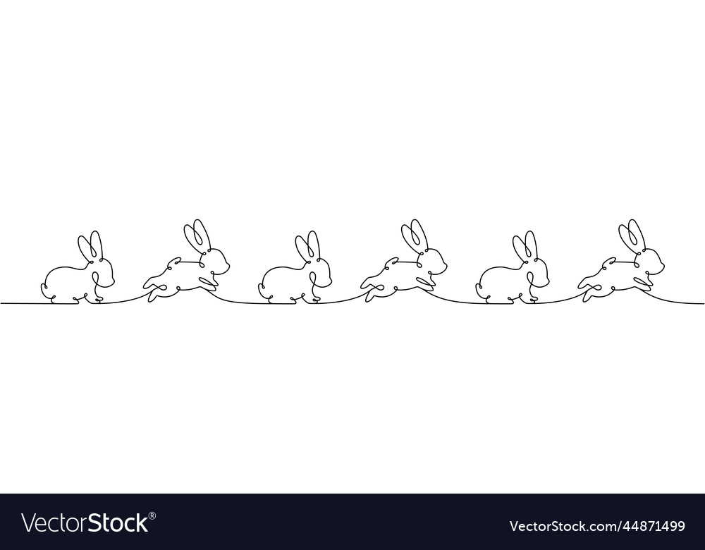 Rabbit One Line Drawing Year Of The Hare Vector Image