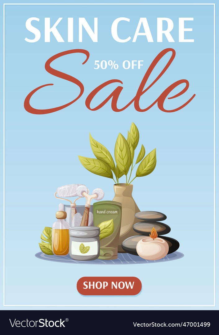 Skin care sale poster items for relaxation Vector Image