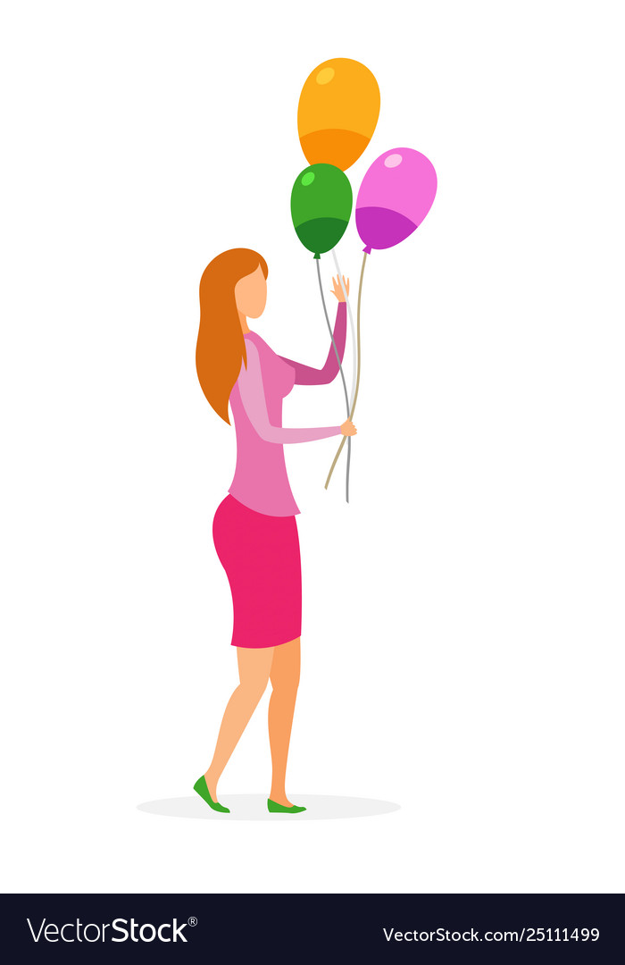 Woman with inflatable balloons Royalty Free Vector Image