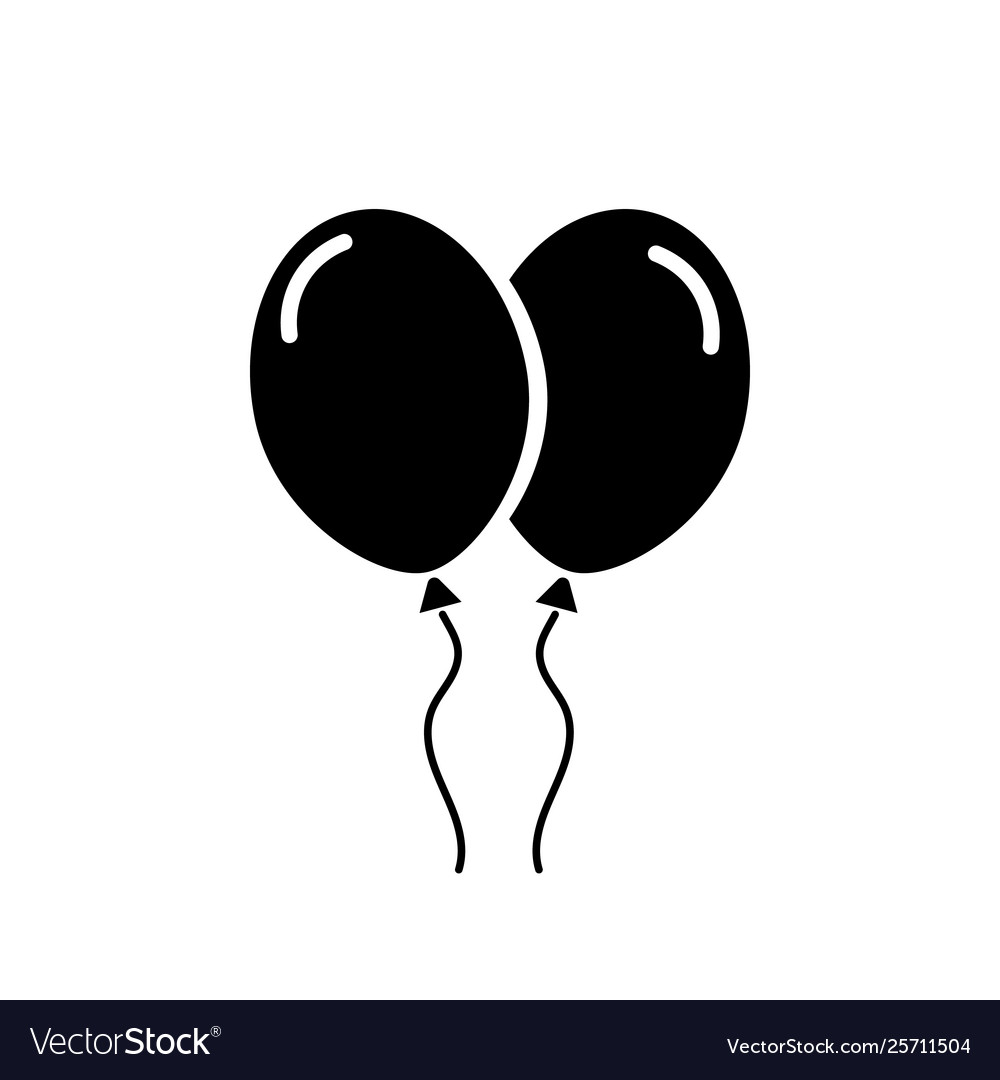 Schwarze Silhouette Ballons einfache Ikone Urlaub