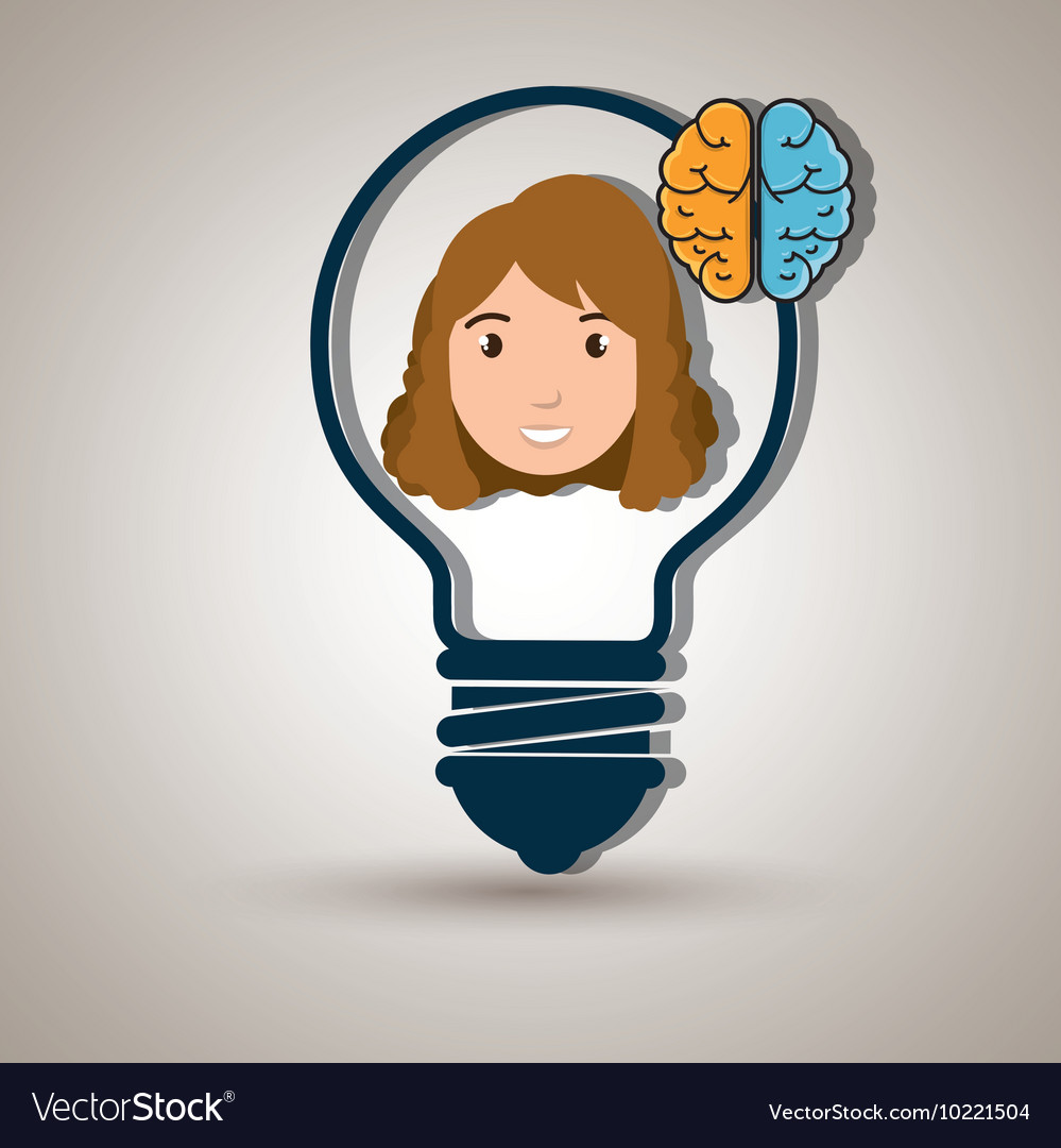 Character idea brain icon Royalty Free Vector Image