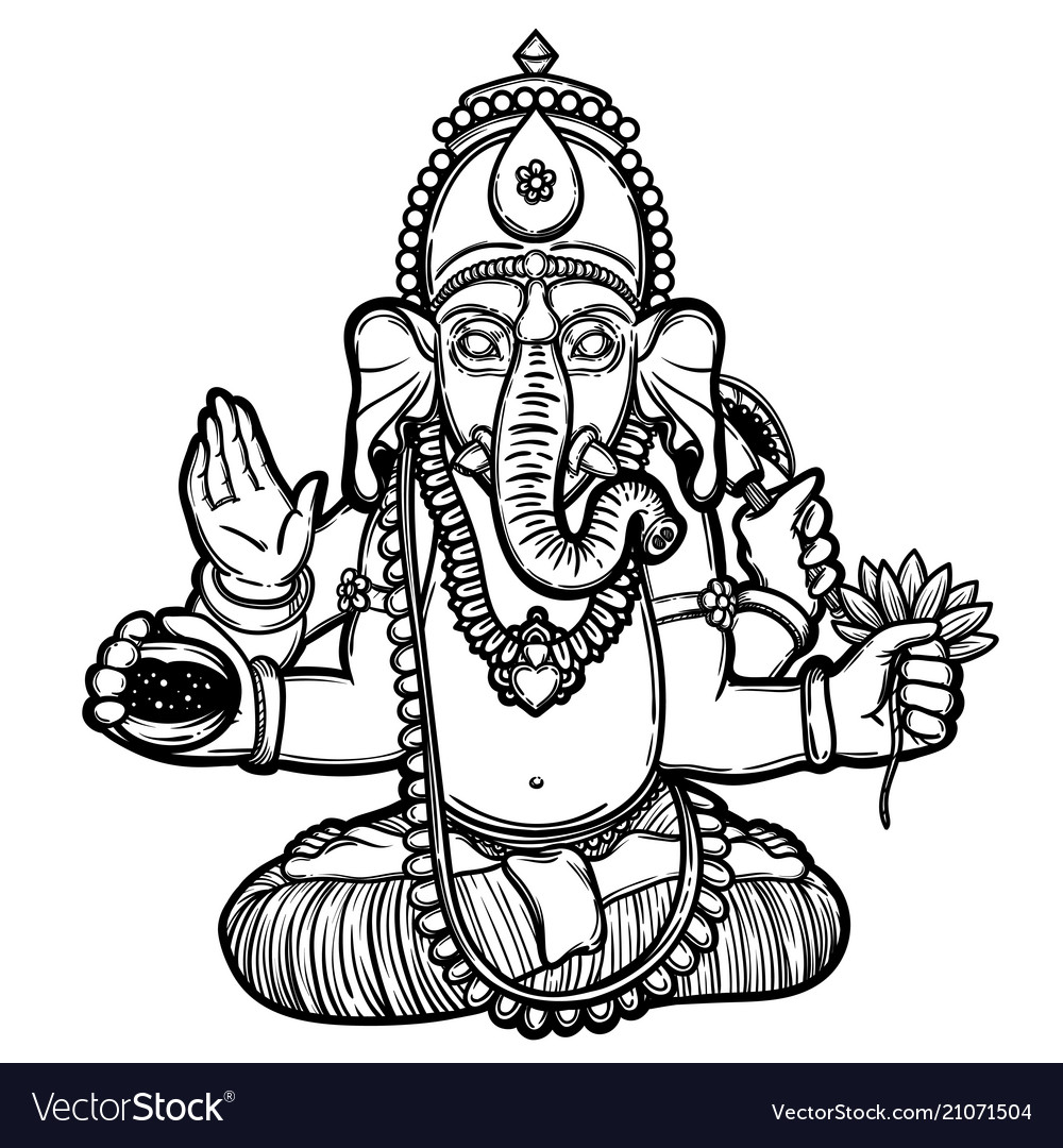 Ganesha hindu god elephant Royalty Free Vector Image