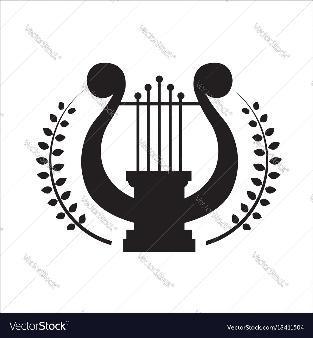 Music school logo lyre or cither icon vector image
