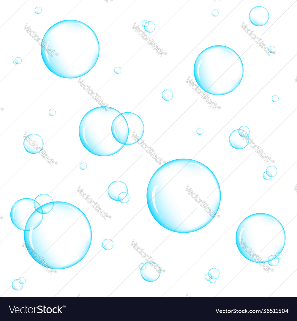 Realistic blue underwater bubbles on white Vector Image