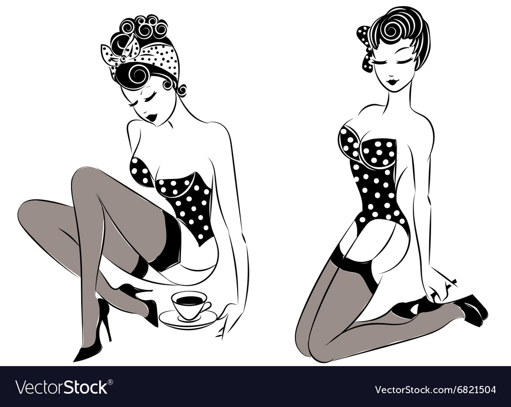 Sexy Pin Up Girl In Lingerie Royalty Free Vector Image 