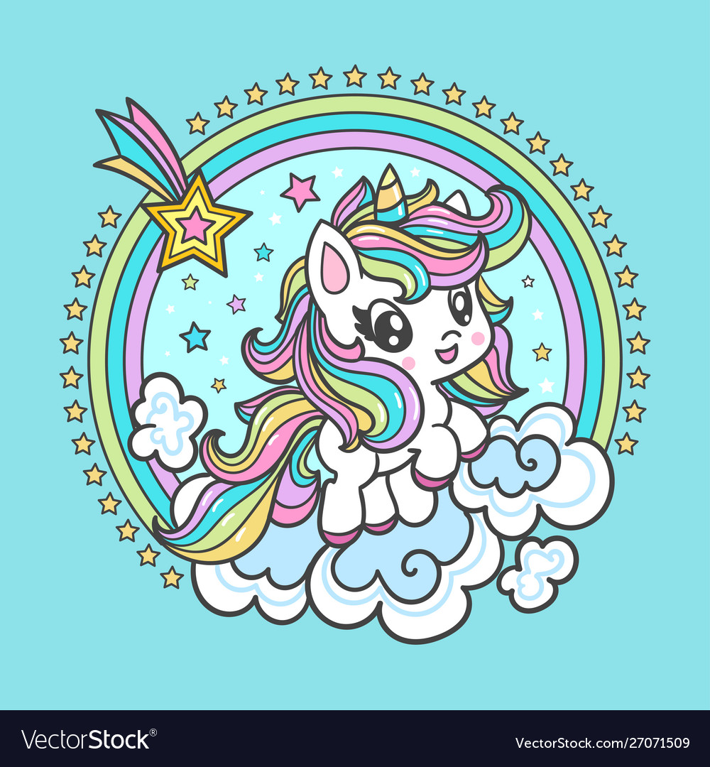 Cute little white unicorn romantic Royalty Free Vector Image