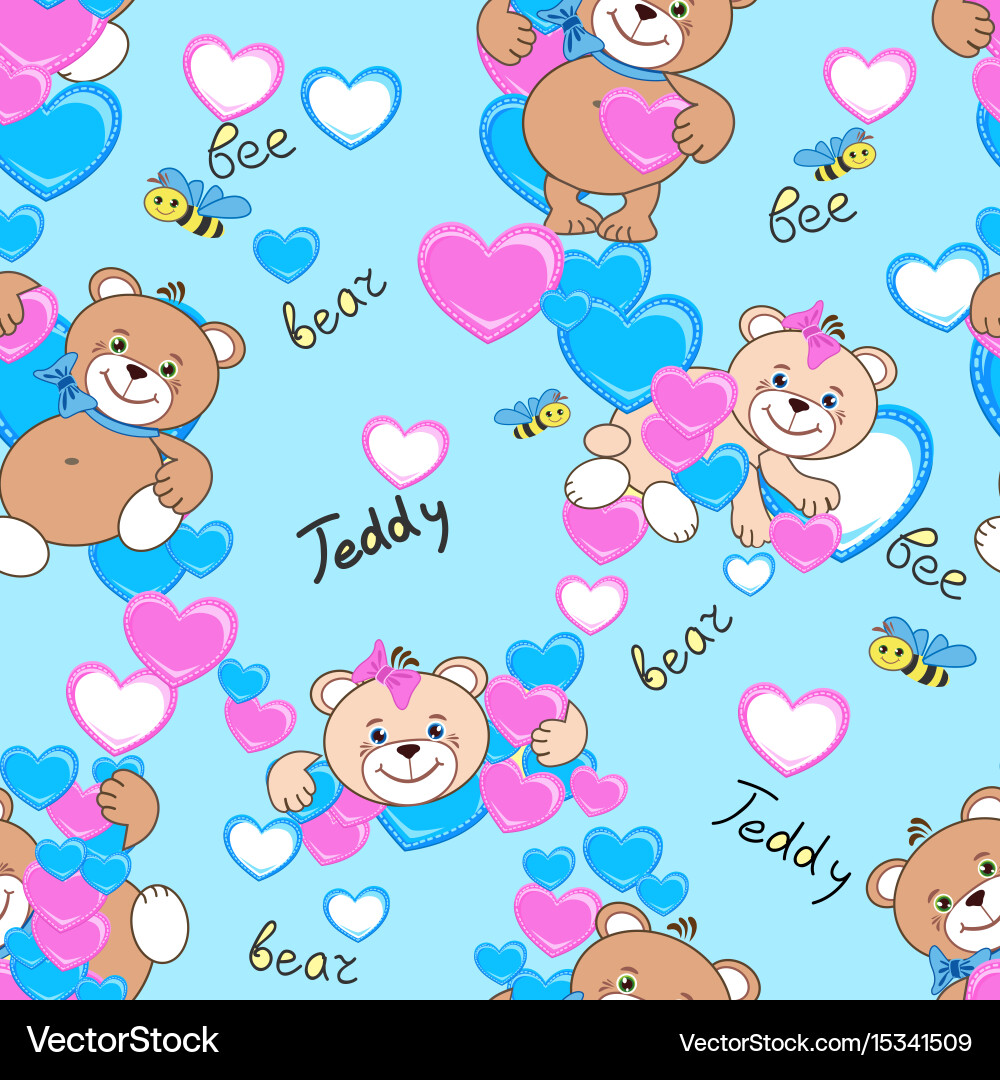 Teddy bears seamless pattern Royalty Free Vector Image