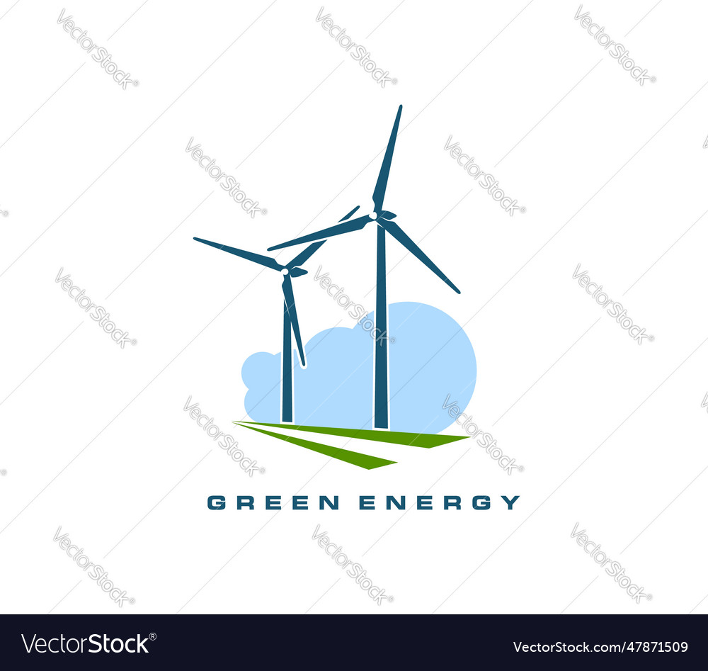 Wind turbine emblem green energy generation icon Vector Image