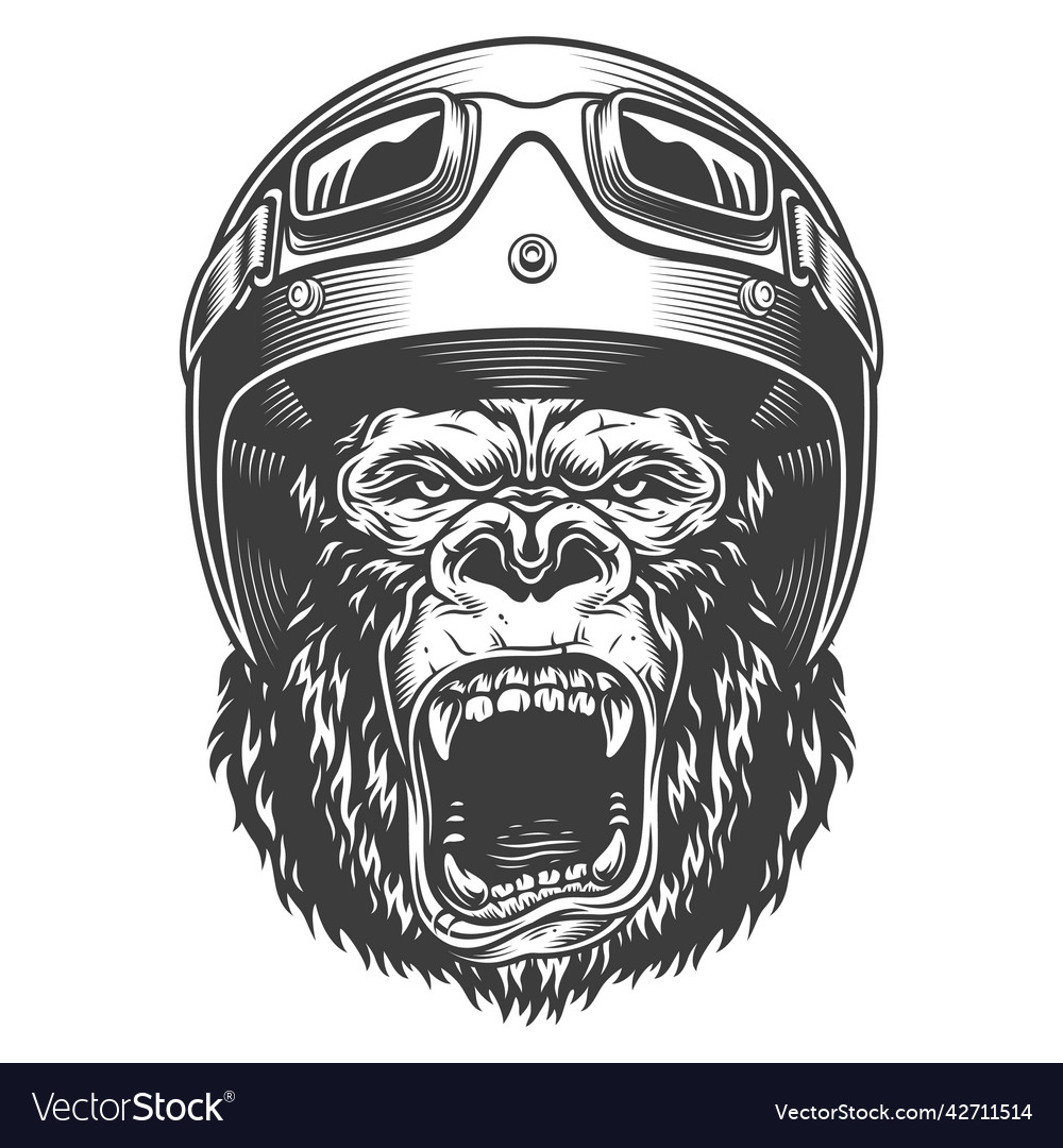 Angry gorilla in monochrome style Royalty Free Vector Image