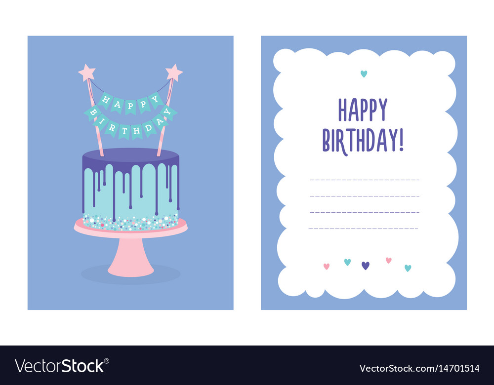 Birthday greeting card with cake Royalty Free Vector Image