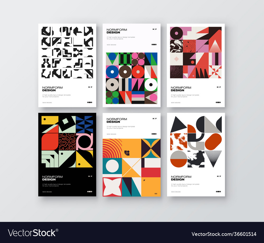 Post-modern poster design collection cover mockup Vector Image