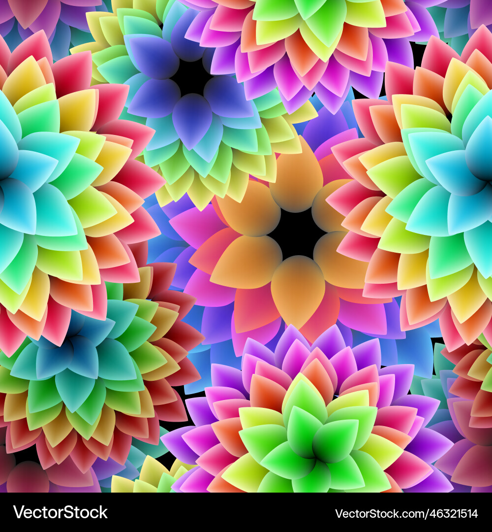 Rainbow flowers seamless pattern Royalty Free Vector Image