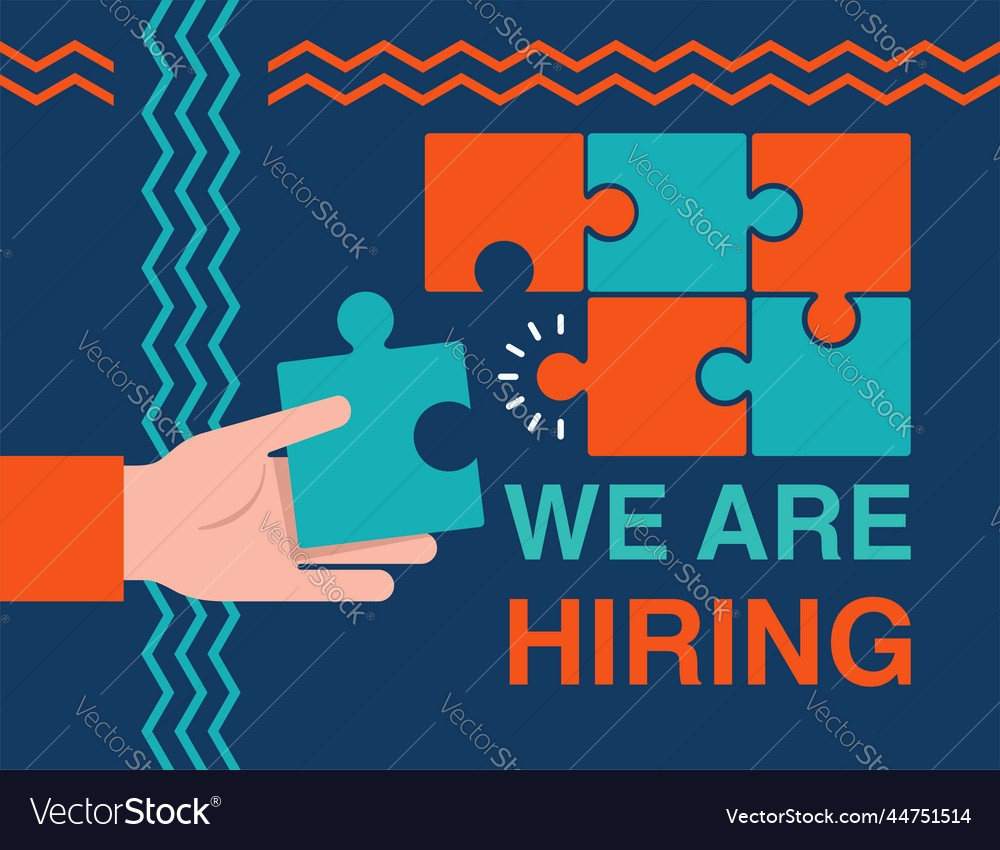 We are hiring banner - hand collecting puzzle Vector Image