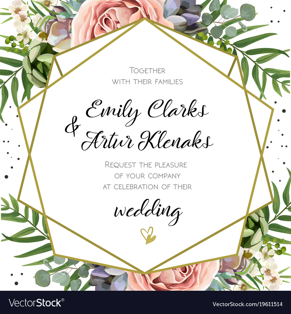 Download Wedding invitation floral invite card design Vector Image