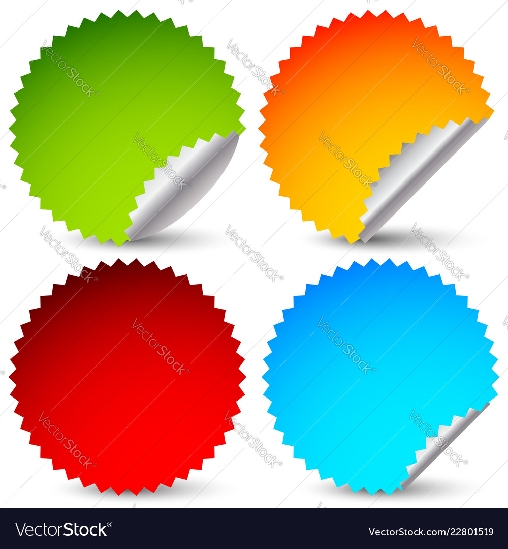 4 different sticker starburst shape set colors Vector Image