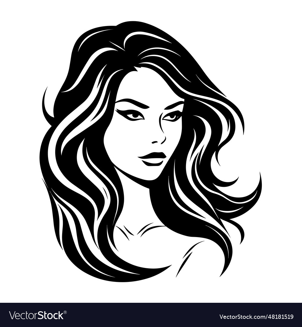 Beautiful Long Hair Girl Silhouette Royalty Free Vector