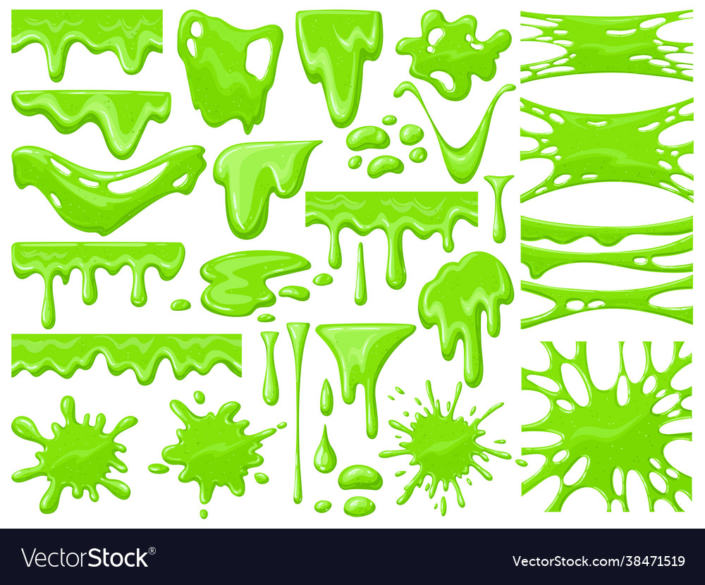 Cartoon slime dripping green sticky alien slime vector image Cartoon slime dripping green sticky alien slime