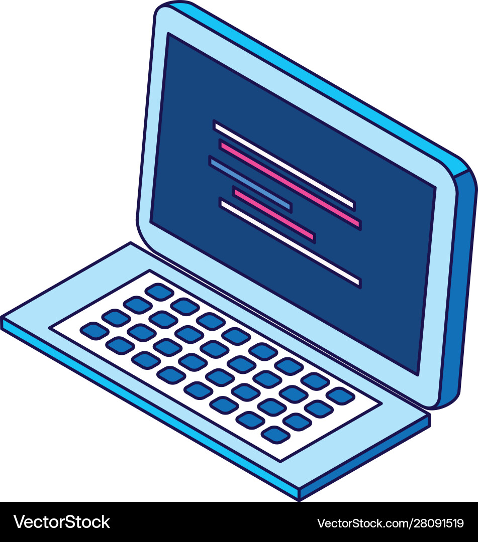 Laptop computer icon colorful design Royalty Free Vector
