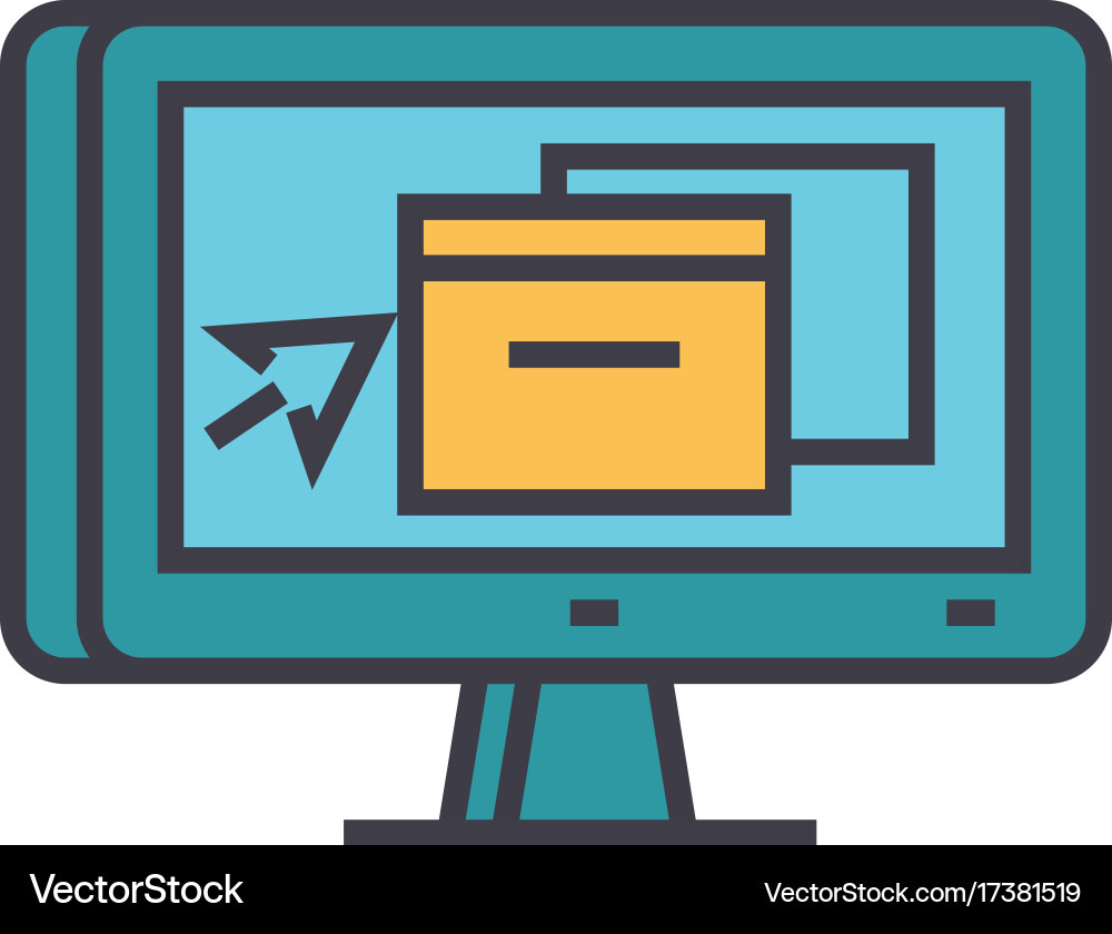 Monitor application design flat line Royalty Free Vector