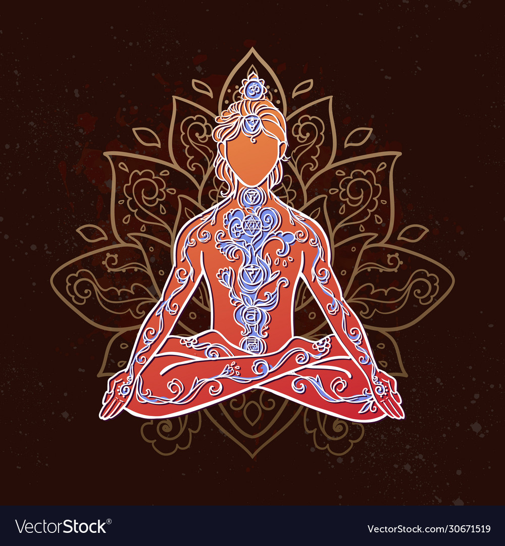 Ornamental man in a yoga pose Royalty Free Vector Image