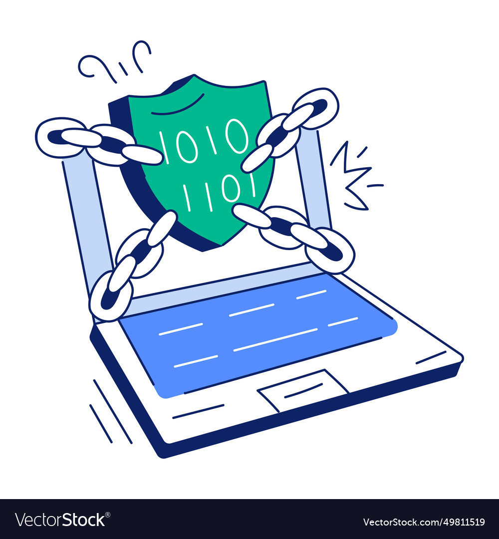 Secure coding hand drawn mini Royalty Free Vector Image