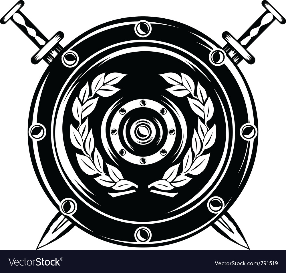 Shield and crossed swords Royalty Free Vector Image