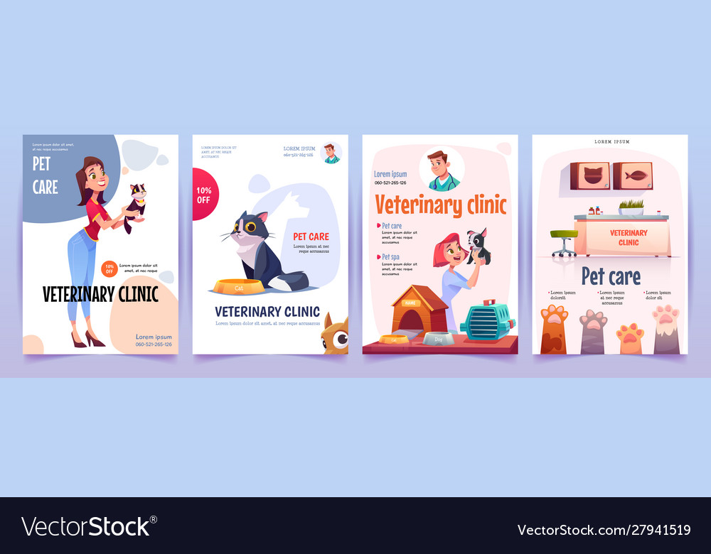 Veterinary Clinic Banners Set Vet Service Posters Vector Image