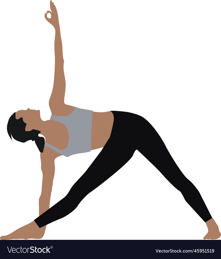 Woman Practices Yoga In The Hall And Stands In A Vector Image