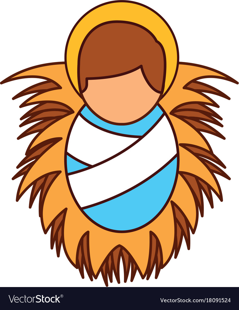 Cartoon cute baby jesus christ in the crib Vector Image