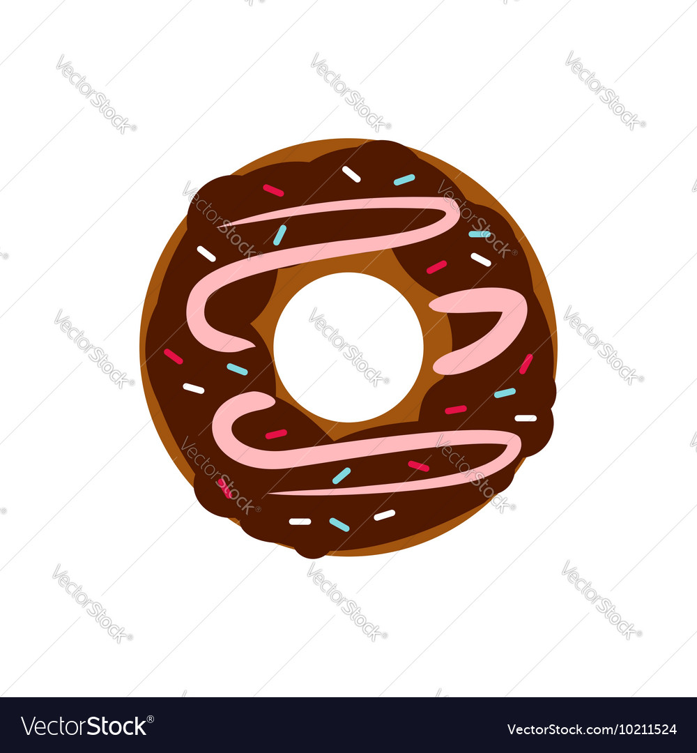 Chocolate Donut Icon In Flat Style Royalty Free Vector Image